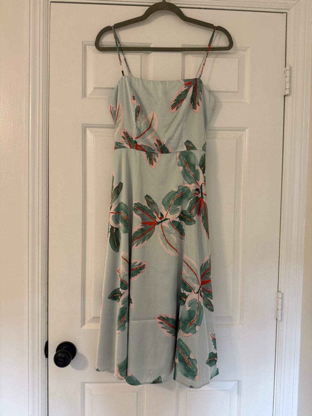 Hutch Mint Green Floral Midi Dress with Coral Accents